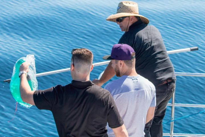 Three Men cleaning the Ocean of Trash