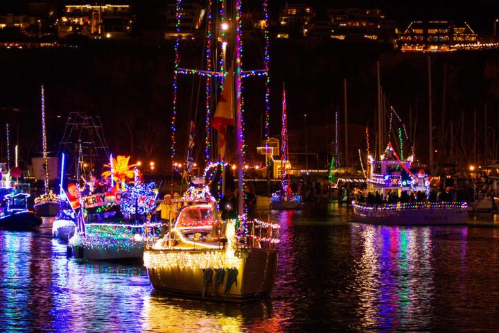 Decorated boats light up Dana Point Harbor during annual Boat Parade