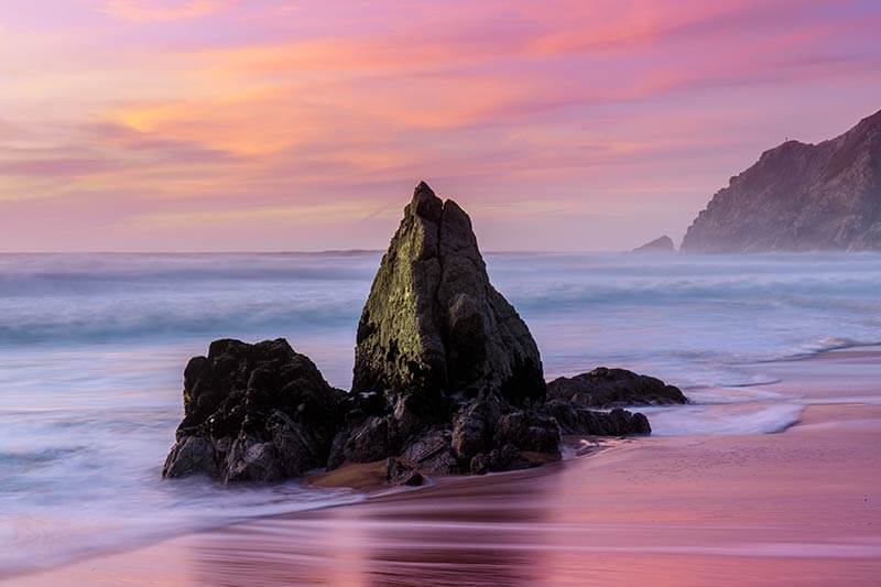 Rock formation on beach at Half Moon Bay