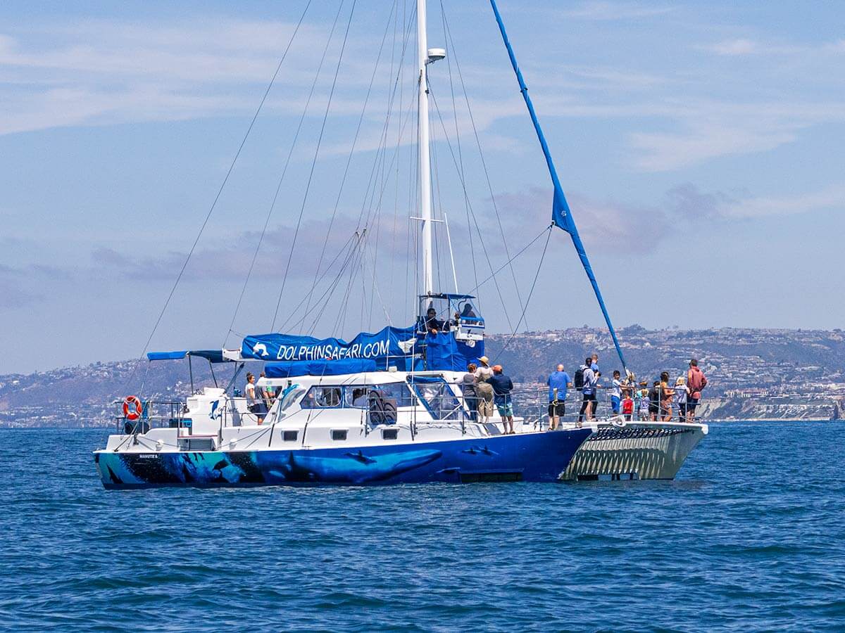 Manute'a, a sailing catamaran off the coast of Dana Point, California